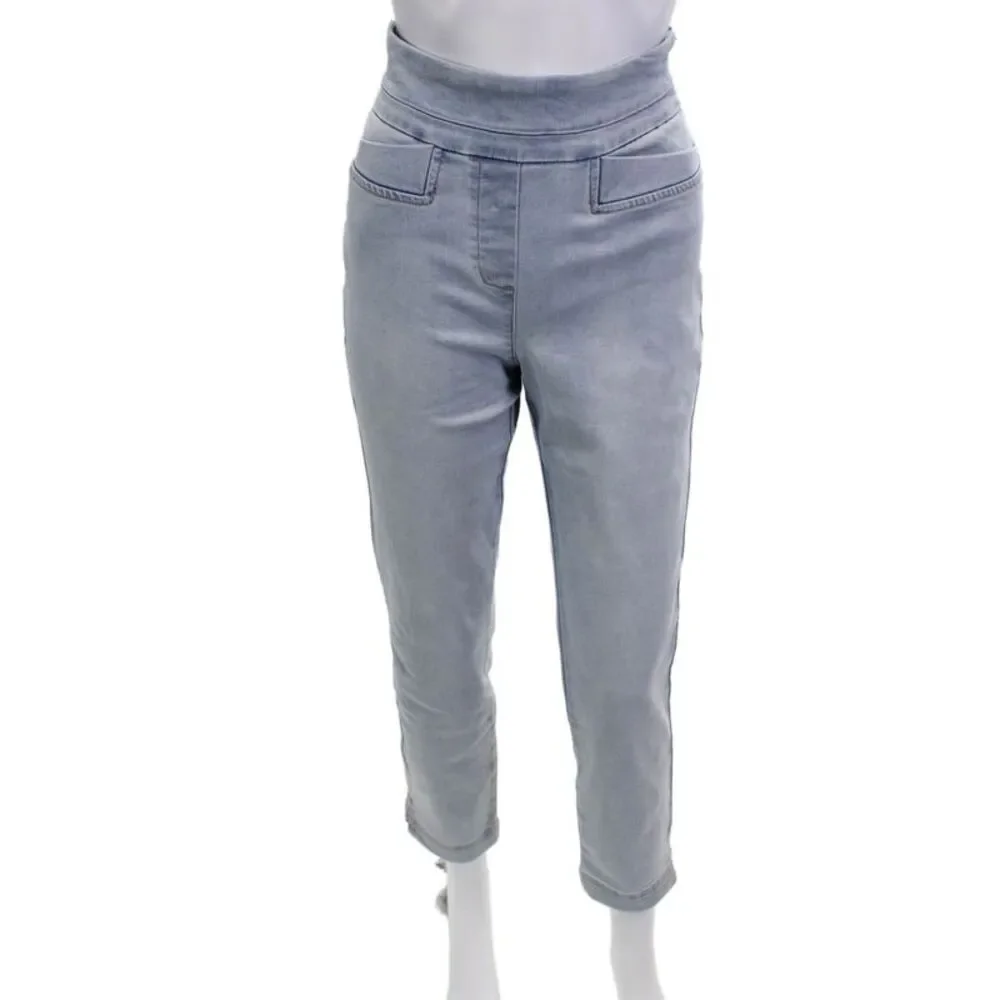 Renuar Women Cropped Ankle High-Rise Gray Pants Size 6